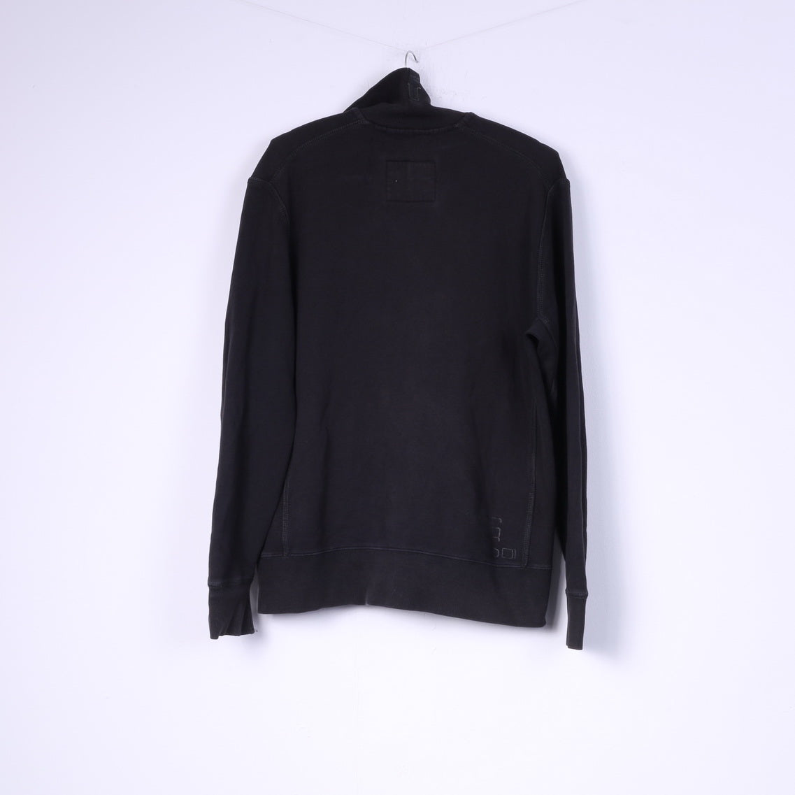 G-Star Raw Denim Sweat-shirt L pour homme en coton noir avec fermeture éclair complète et grand logo noir