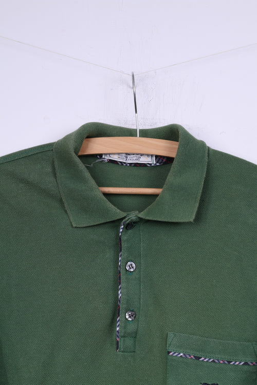 Burberrys Polo L Homme Vert Haut Boutons Détaillé Coton