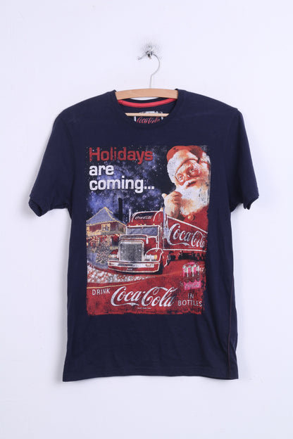 The Coca-Cola Womens Xs T-Shirt Navy Cotton Holidays are Coming - RetrospectClothes