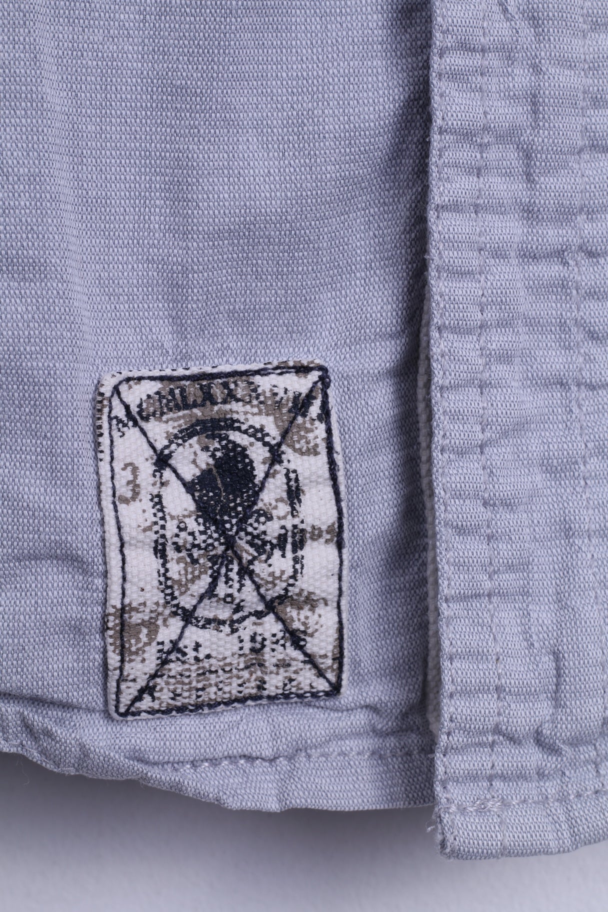 River Island Mens M Casual Shirt Cotton Blue EmbroideredLong Sleeve