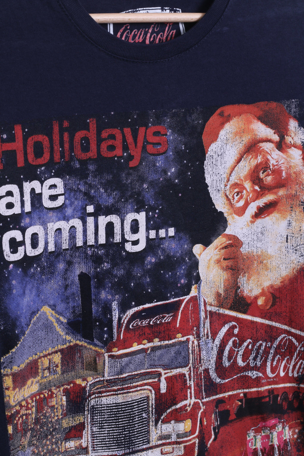 The Coca-Cola Womens Xs T-Shirt Navy Cotton Holidays are Coming - RetrospectClothes