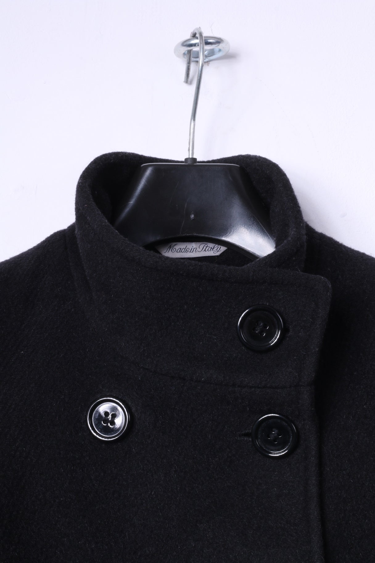 Elena Monti Girls 10 Age Coat Black Wool Mohair BlendDouble Breasted Made In Italy