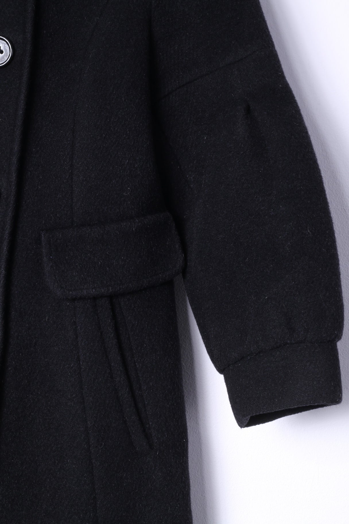 Elena Monti Girls 10 Age Coat Black Wool Mohair BlendDouble Breasted Made In Italy