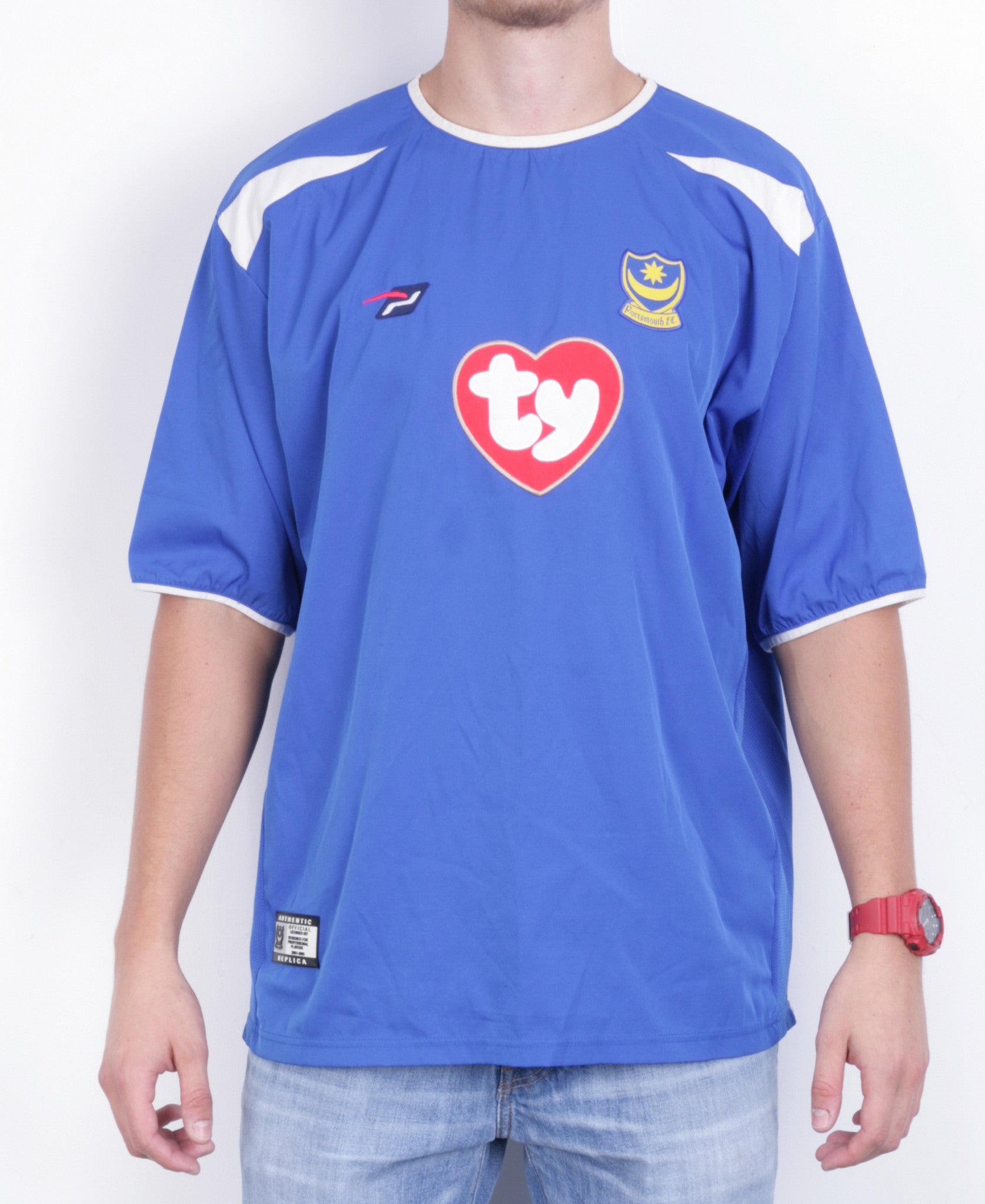 Portsmouth F.C. Mens XL Shirt Crew Neck Sport Short Sleeve - RetrospectClothes