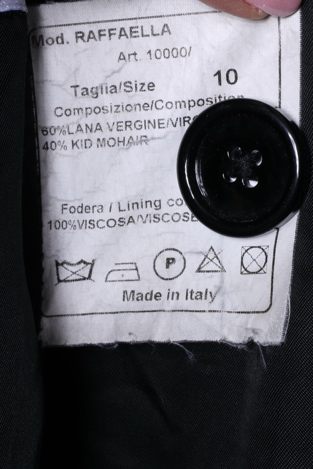 Elena Monti Girls 10 Age Coat Black Wool Mohair BlendDouble Breasted Made In Italy