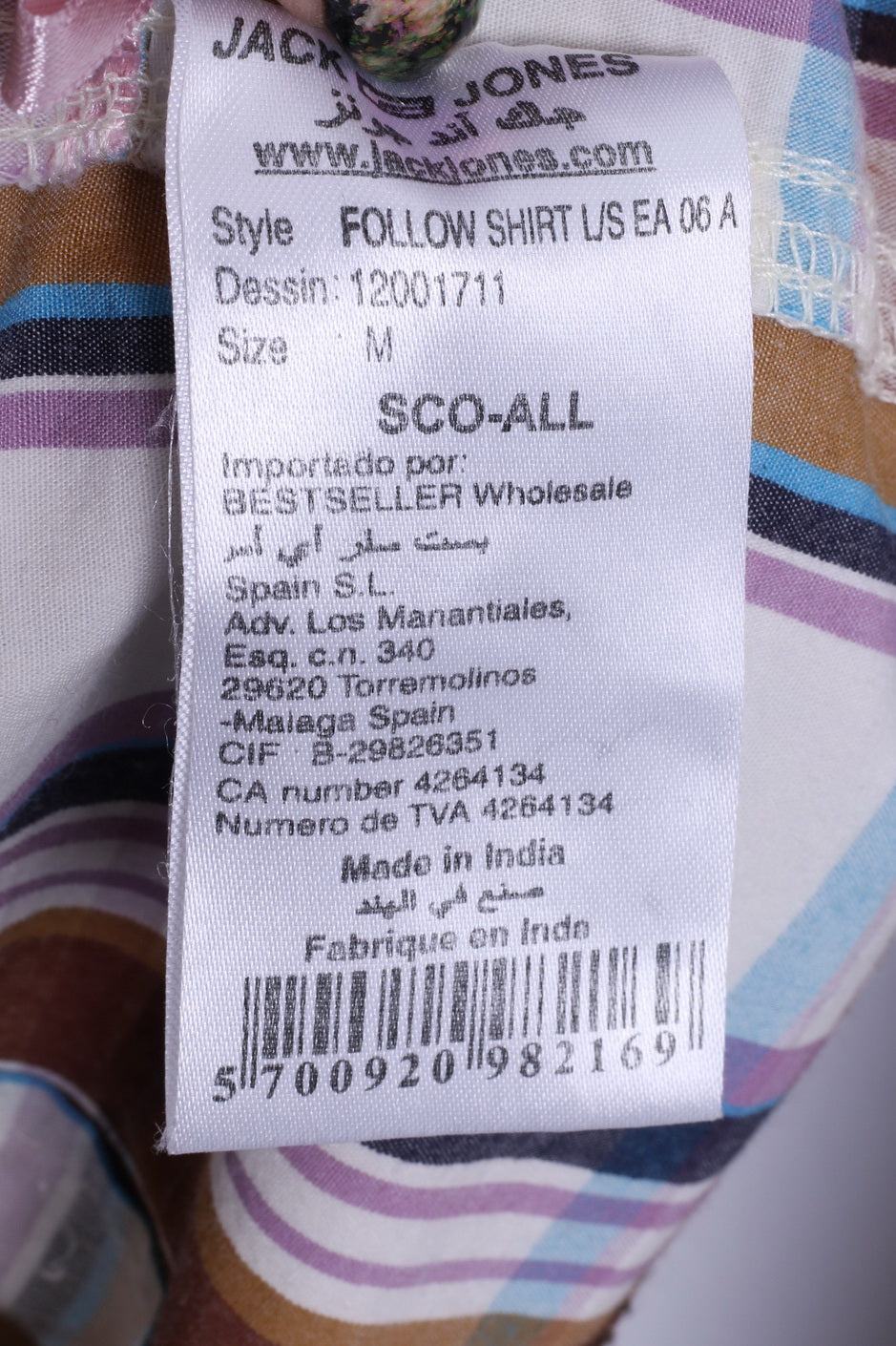 Jack & Jones Mens M Casual Shirt Cotton Brown Checkered Vintage Denim Long Sleeve