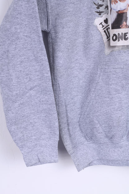 Tammy 1D Girls M Sweatshirt One Direction Grey Graphic Cotton Hoodie