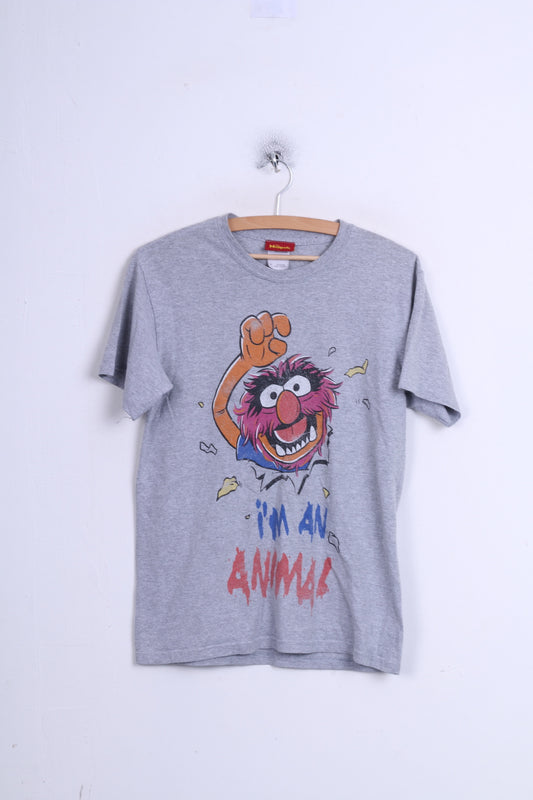 T-shirt da uomo The Muppets, girocollo, grigio, in cotone animale