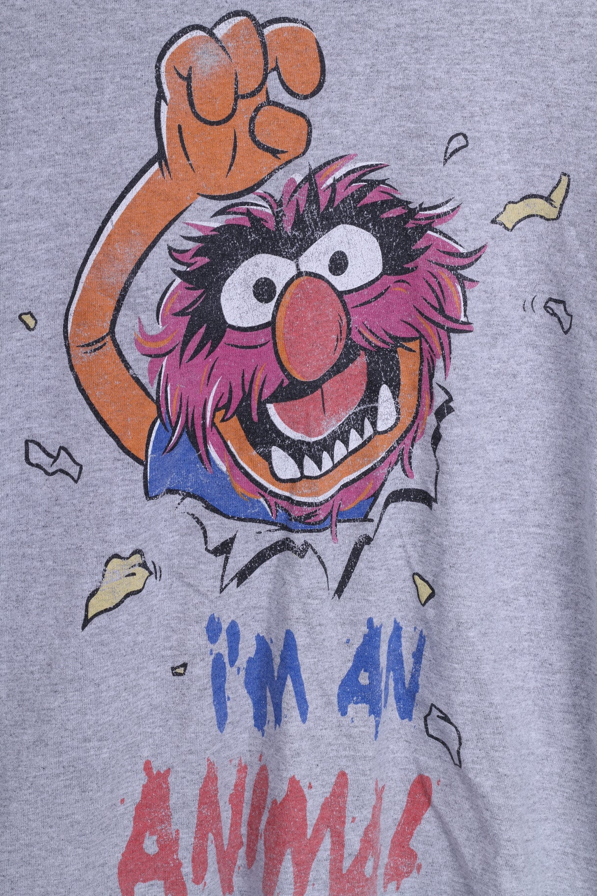 The Muppets Mens S T-Shirt Top Crew Neck Grey Im An Animal Cotton