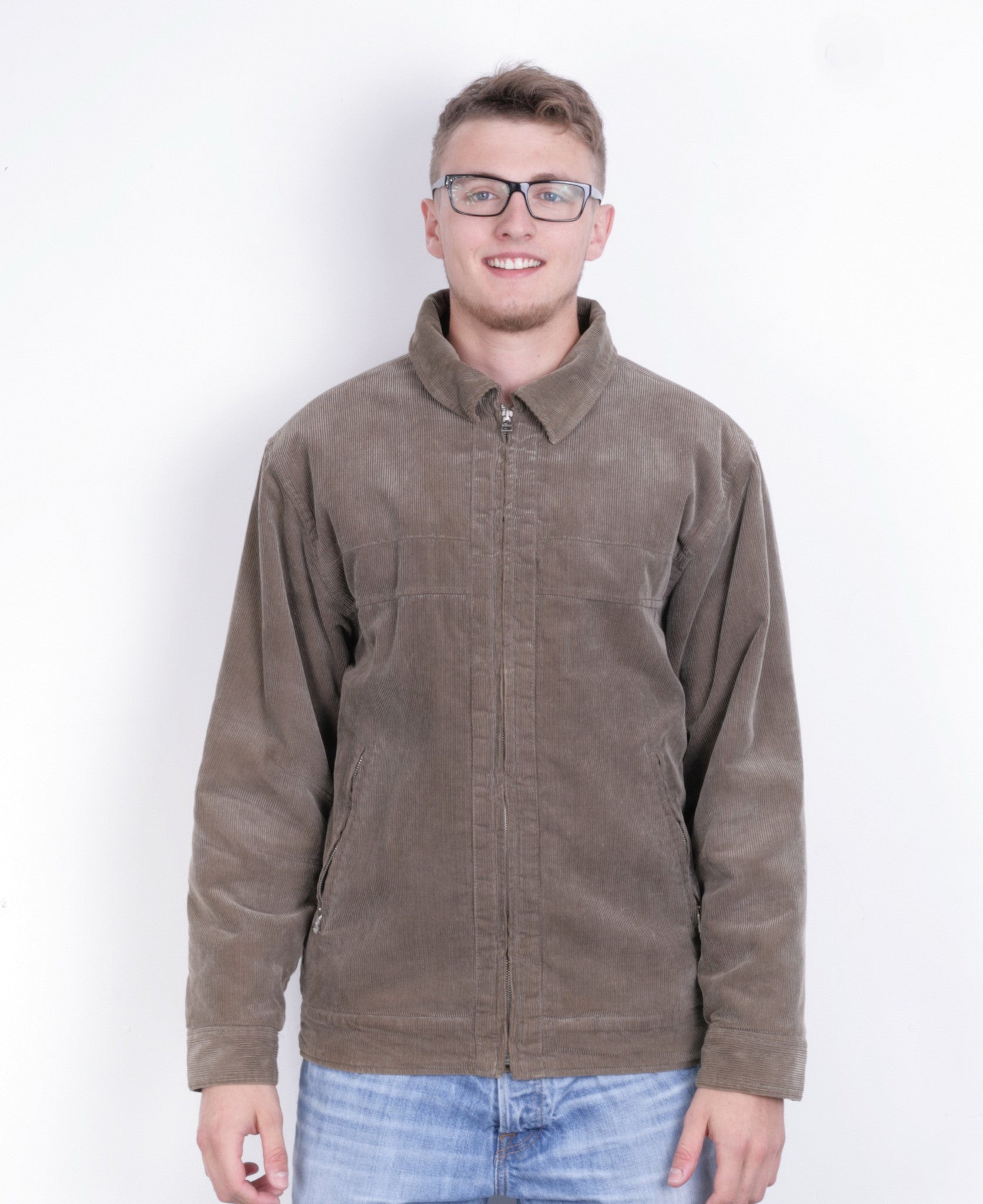 Ripley Mens M Conduroy Jacket Brown Full Zipper Cotton - RetrospectClothes