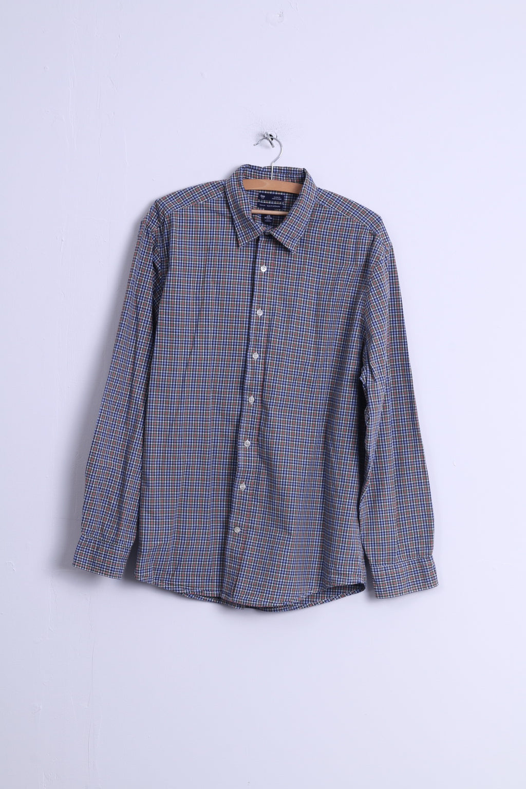 GAP Camicia casual da uomo XL in cotone blu a quadri vestibilità classica manica lunga