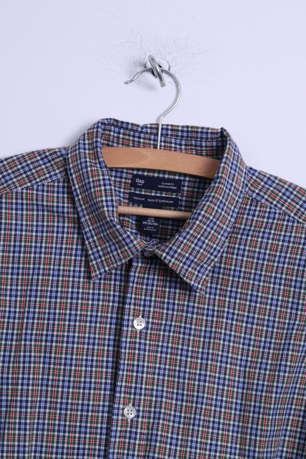GAP Camicia casual da uomo XL in cotone blu a quadri vestibilità classica manica lunga