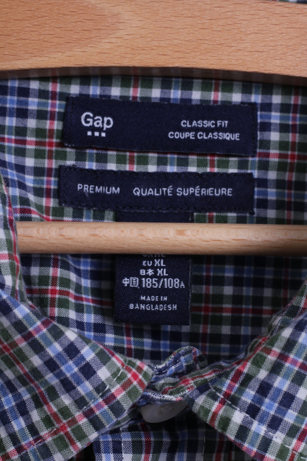 GAP Camicia casual da uomo XL in cotone blu a quadri vestibilità classica manica lunga