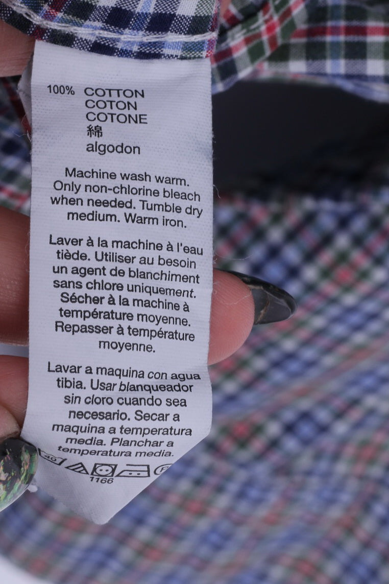 GAP Chemise décontractée XL en coton bleu à carreaux, coupe classique, manches longues