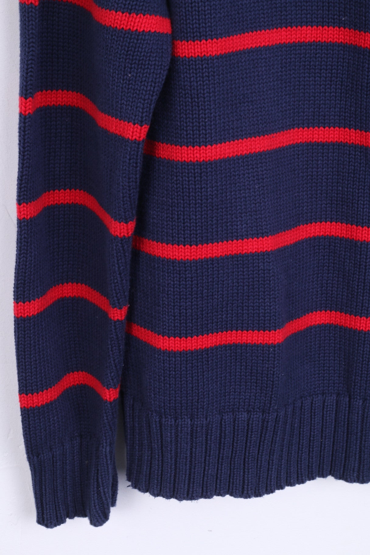 Etirel Campus Sportswear Mens L Jumper Crew Neck Striped Navy Cotton