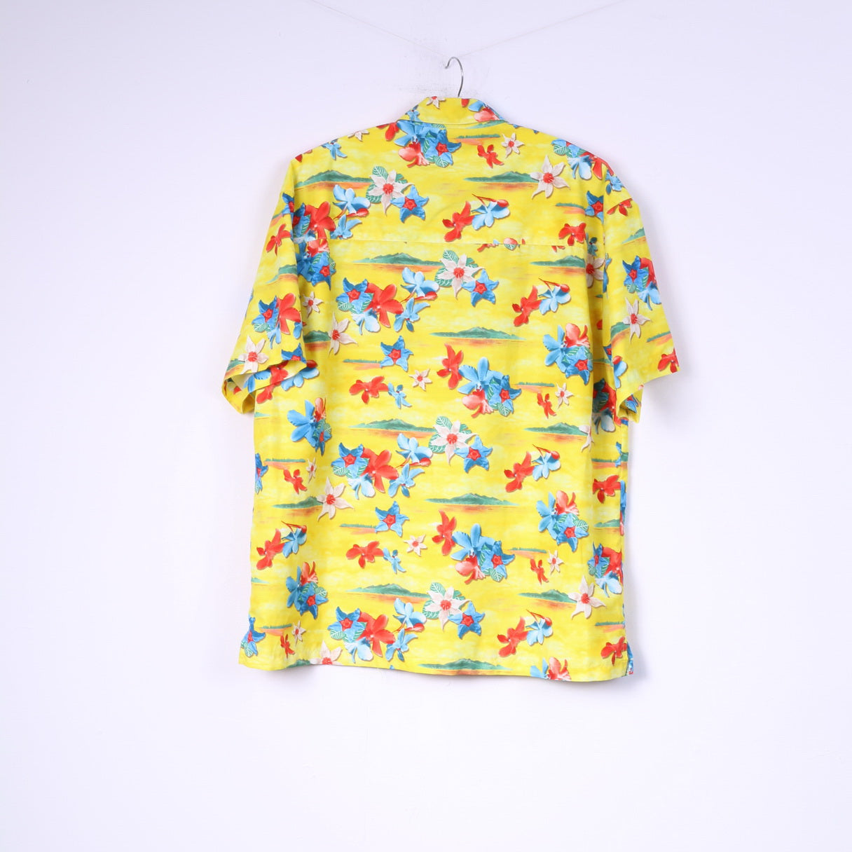 Évaluer Chemise décontractée XL pour hommes, imprimé floral jaune, haut à manches courtes d'été hawaïen 