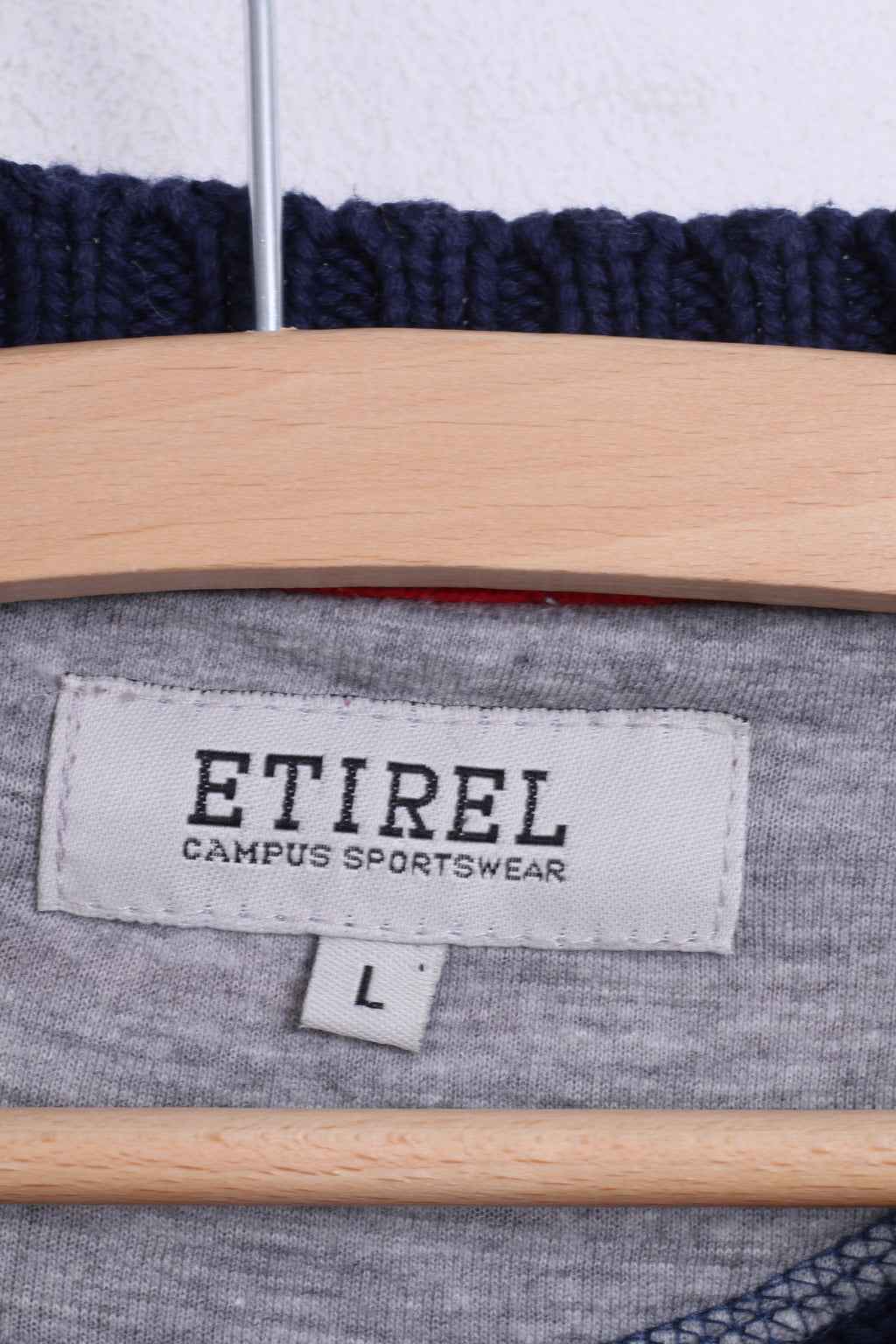 Etirel Campus Sportswear Pull Homme L Col Ras Du Cou Rayé Bleu Marine Coton