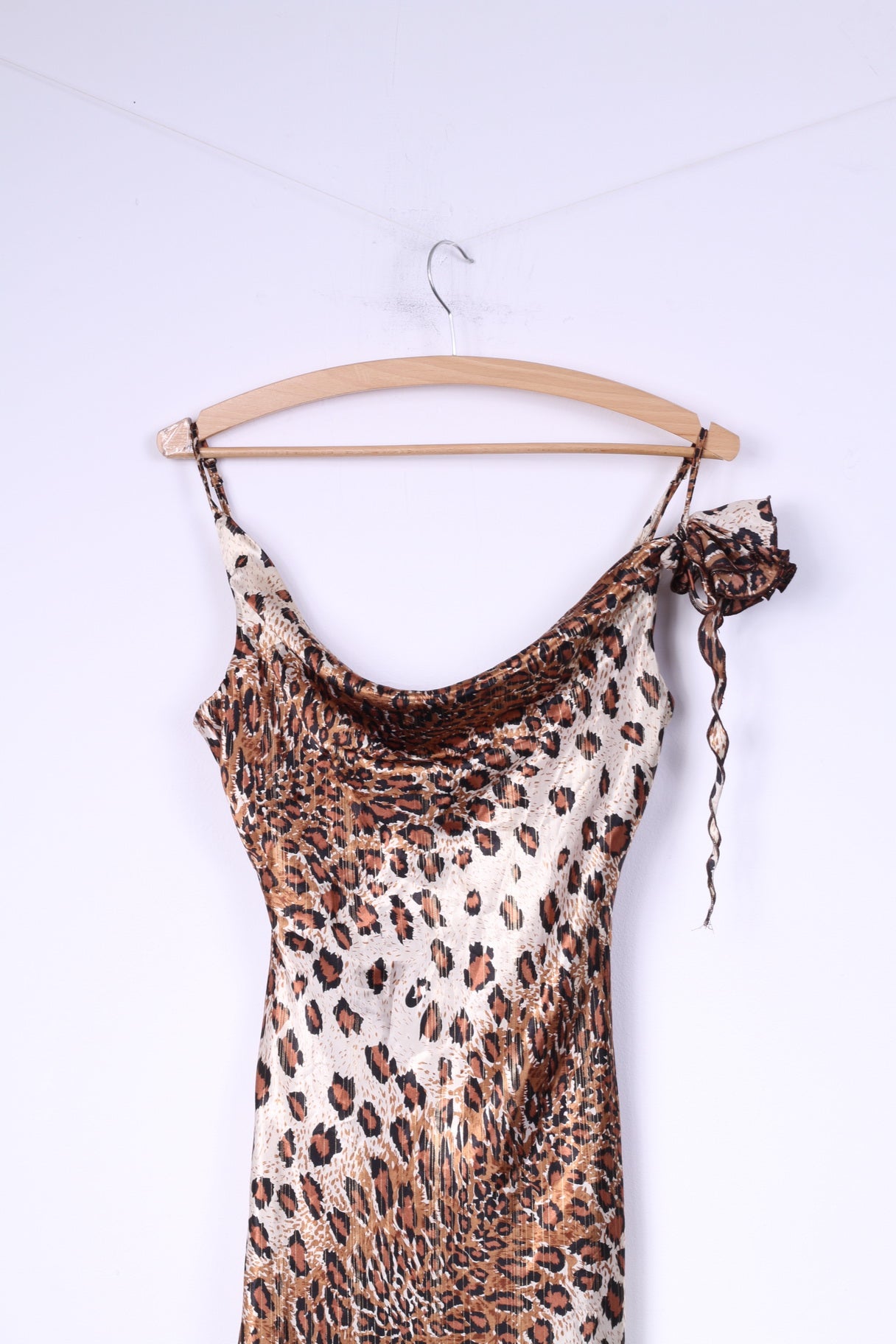 Pretty Women Womens 36 S Spaghetti Straps Dress Animal Print Brown