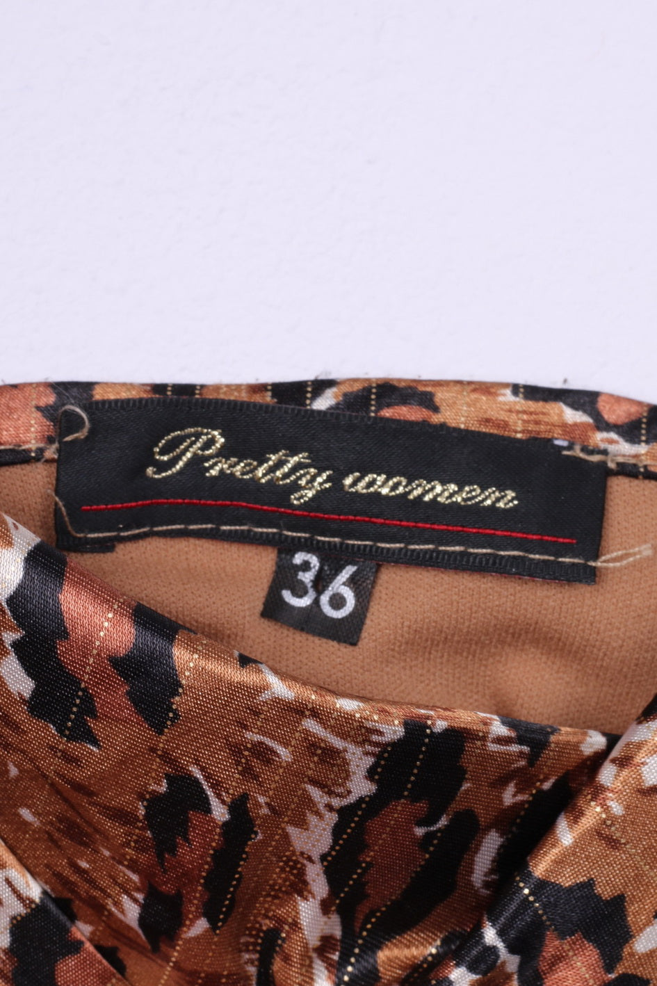 Pretty Women Womens 36 S Spaghetti Straps Dress Animal Print Brown