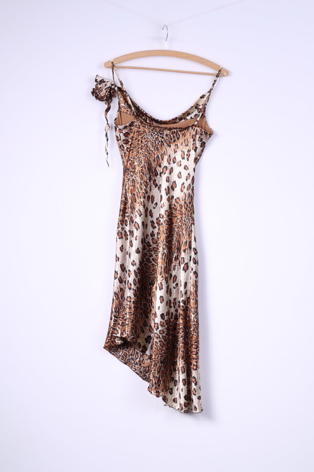 Pretty Women Womens 36 S Spaghetti Straps Dress Animal Print Brown