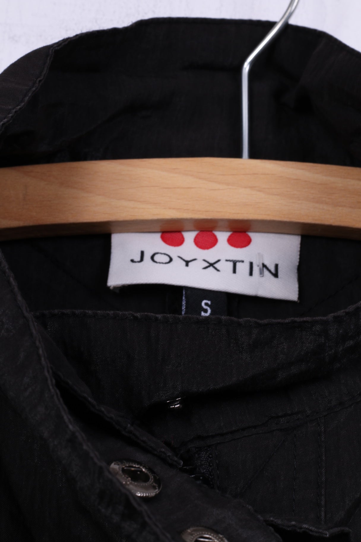 Joyxtin Giacca leggera da donna nera con cerniera intera, colletto rialzato, cotone, nylon 