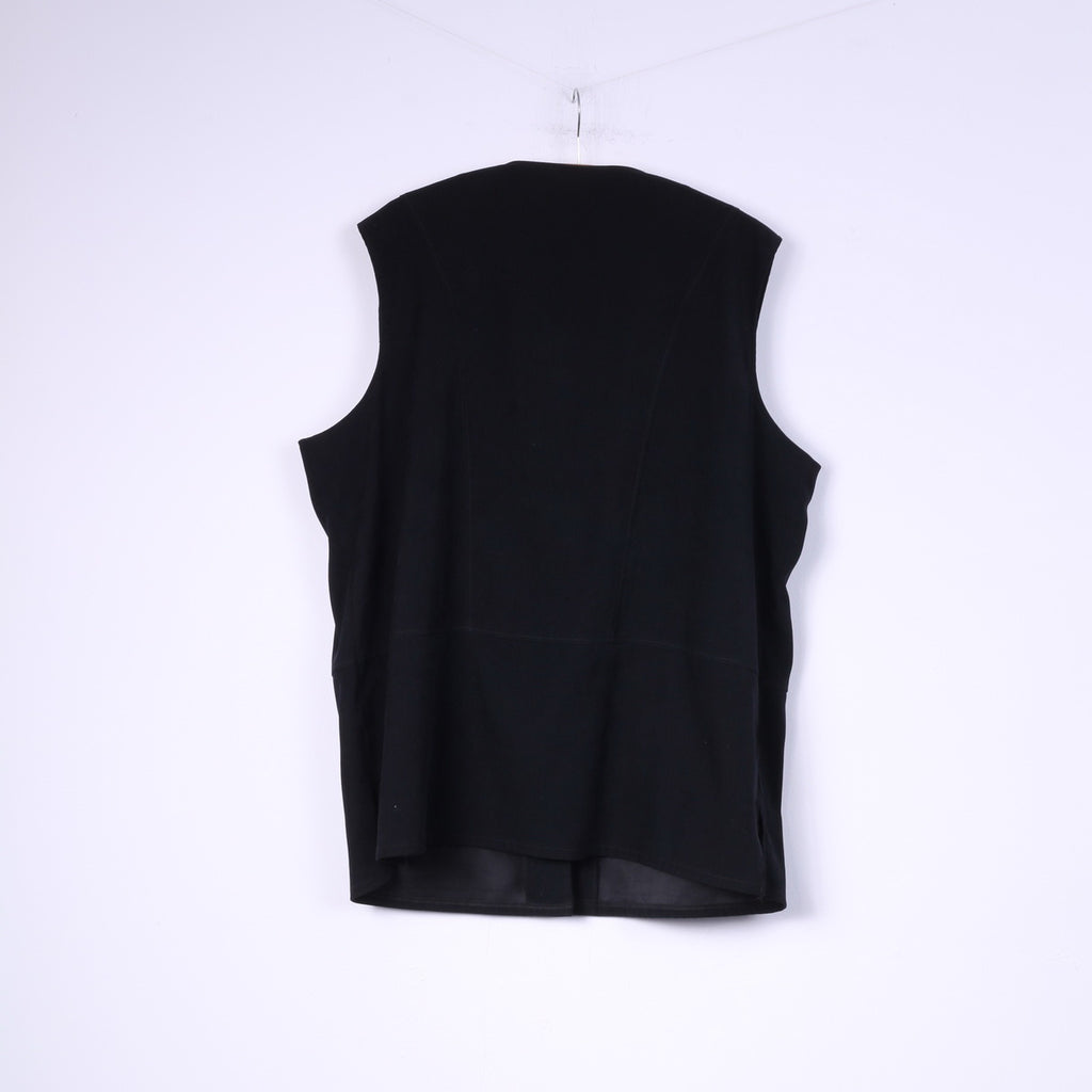 Karoline International Women XL Waistcoat Black Retro Single Breasted Pocket Vest