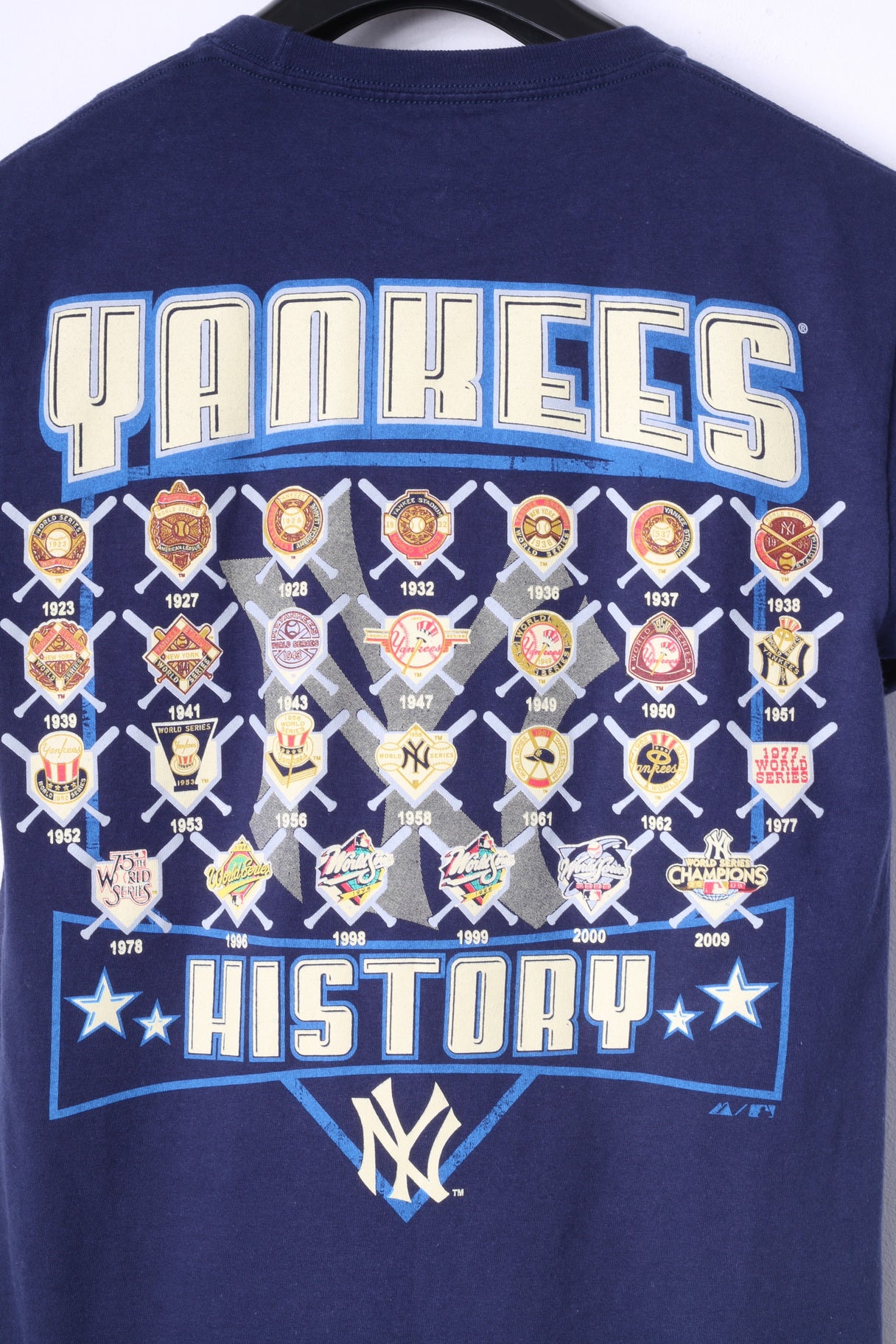 Majestic Boys S 14 Age Shirt Navy Cotton New York Yankees Graphic Back Top