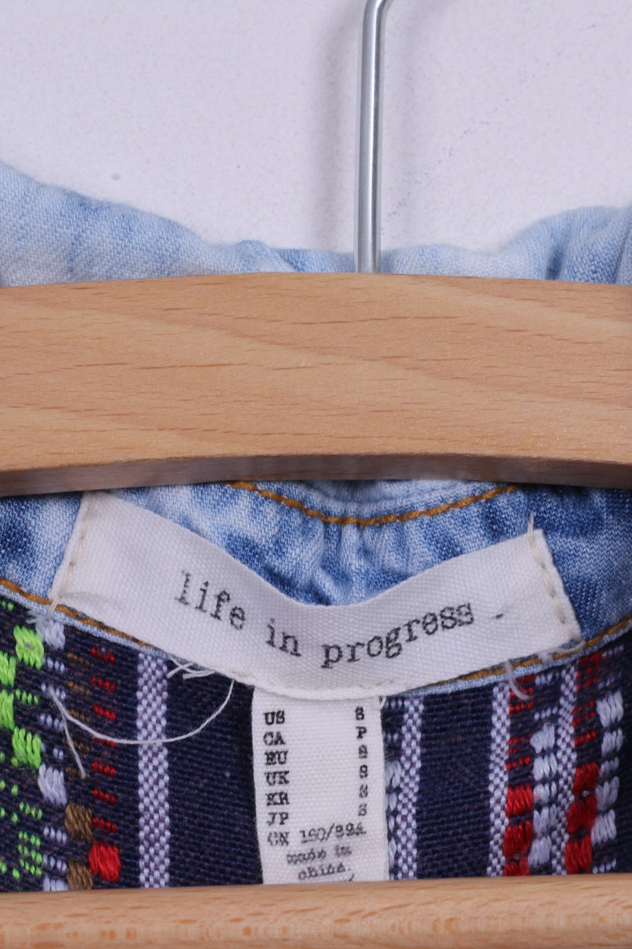 Life in progress Chemise en jean S pour femme avec détails aztèques et boutons-pression 