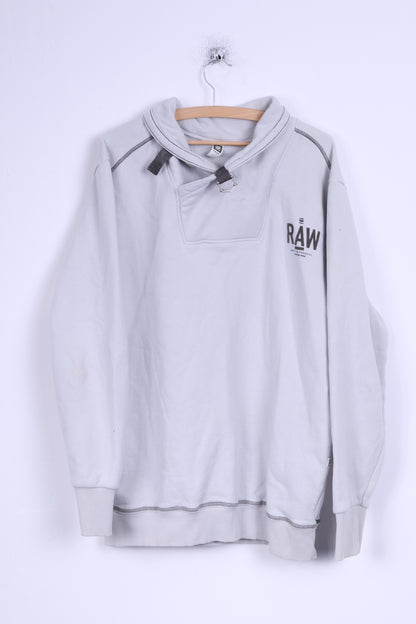 G-STAR RAW Mens XXL Sweatshirt Grey Cotton Overhead Stan Up Collar Blouse