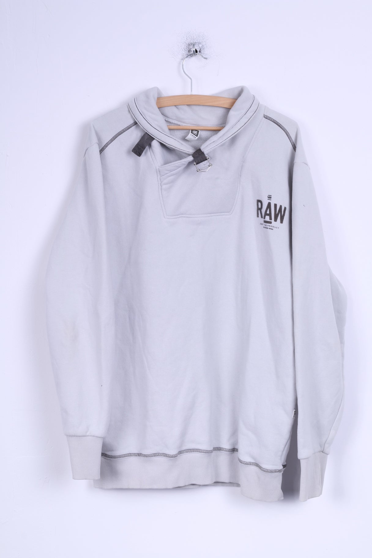 G-STAR RAW Sweat-shirt XXL pour homme en coton gris à col montant