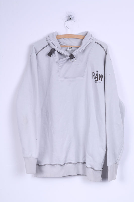 G-STAR RAW Sweat-shirt XXL pour homme en coton gris à col montant