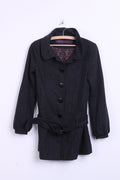 Clockhouse Womens 34 S Coat Jacket Dark Grey Wool Long Collar - RetrospectClothes
