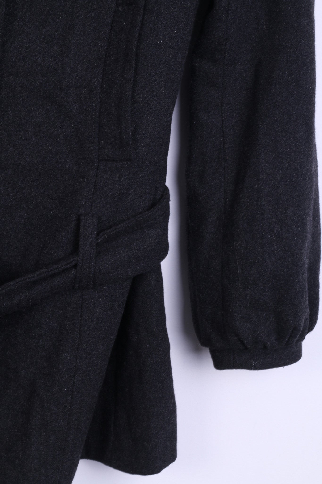 Clockhouse Womens 34 S Coat Jacket Dark Grey Wool Long Collar - RetrospectClothes