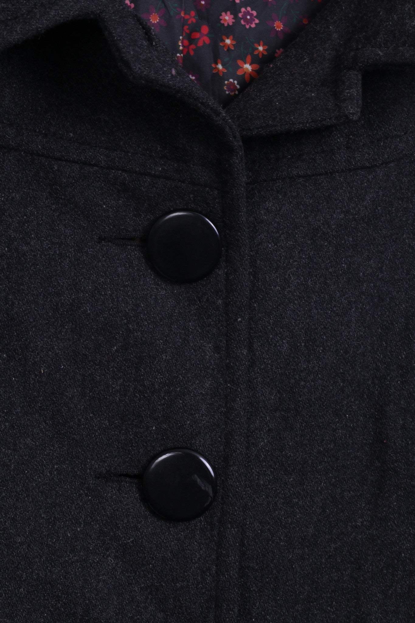 Clockhouse Womens 34 S Coat Jacket Dark Grey Wool Long Collar - RetrospectClothes
