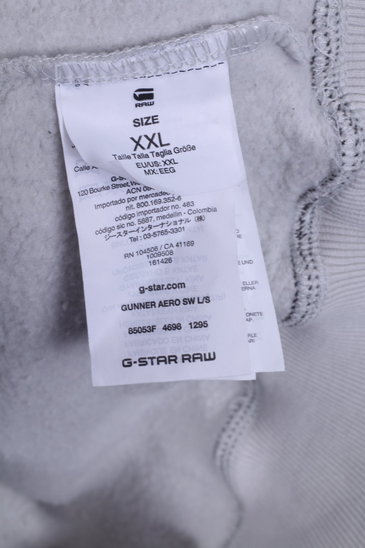 G-STAR RAW Mens XXL Sweatshirt Grey Cotton Overhead Stan Up Collar Blouse