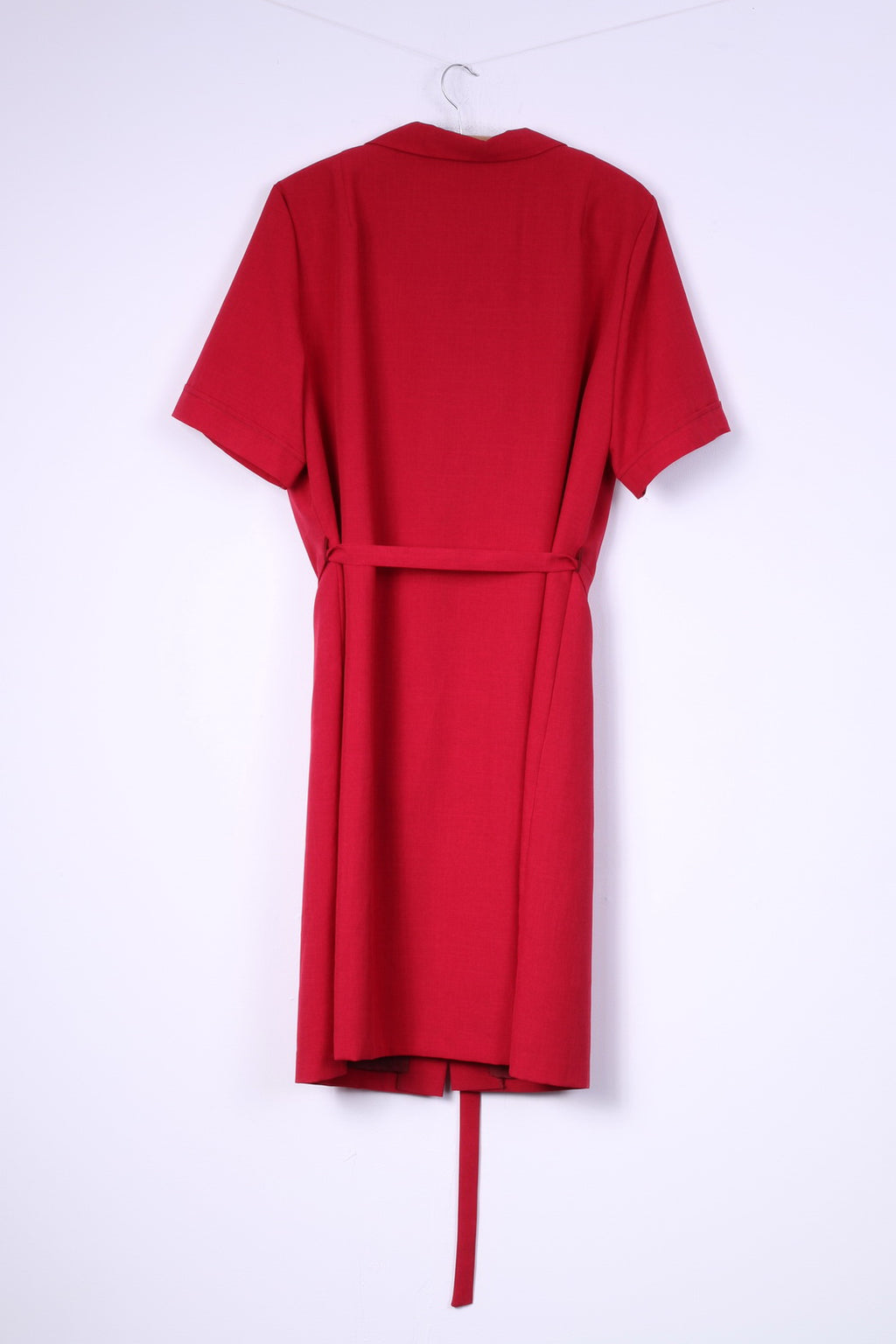 Charmant Femmes 22 XL Robe Midi Rouge Bouton Avant Épaulettes Manches Courtes Vintage 
