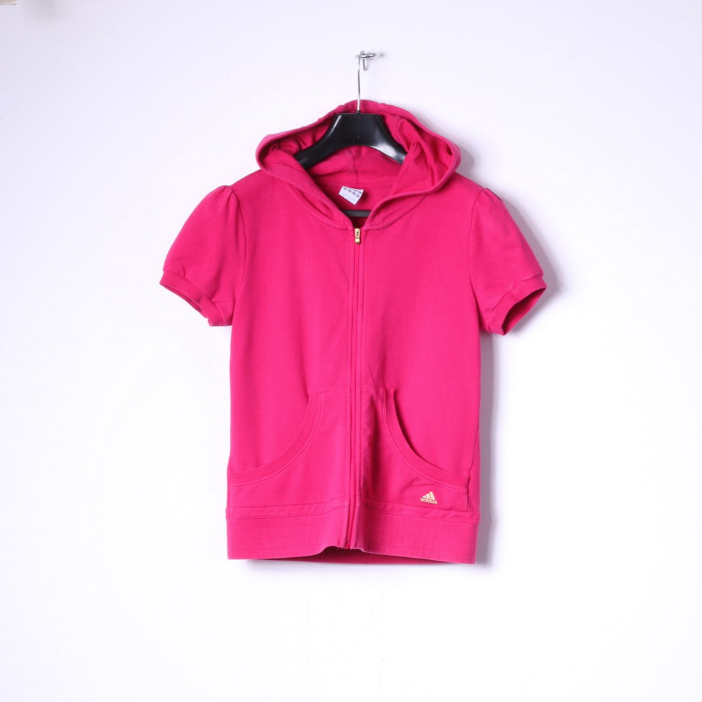 Adidas Womens 12 S/M Sweatshirt Amaranth Zip Up Hoodie Trainig Running Work Out Top