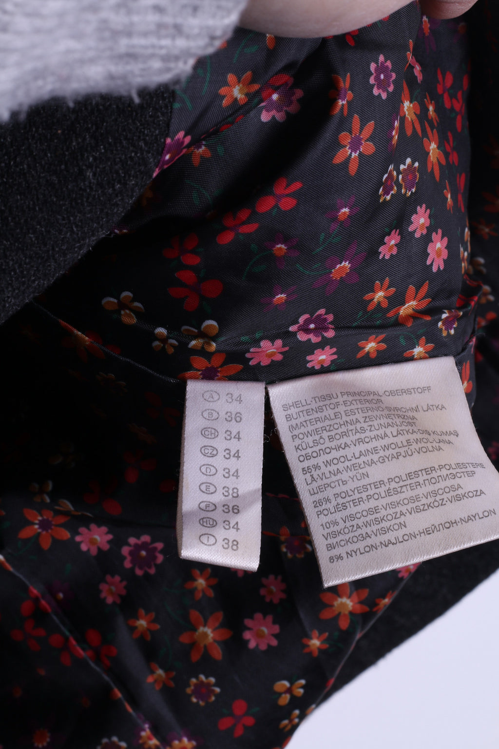 Clockhouse Womens 34 S Coat Jacket Dark Grey Wool Long Collar - RetrospectClothes