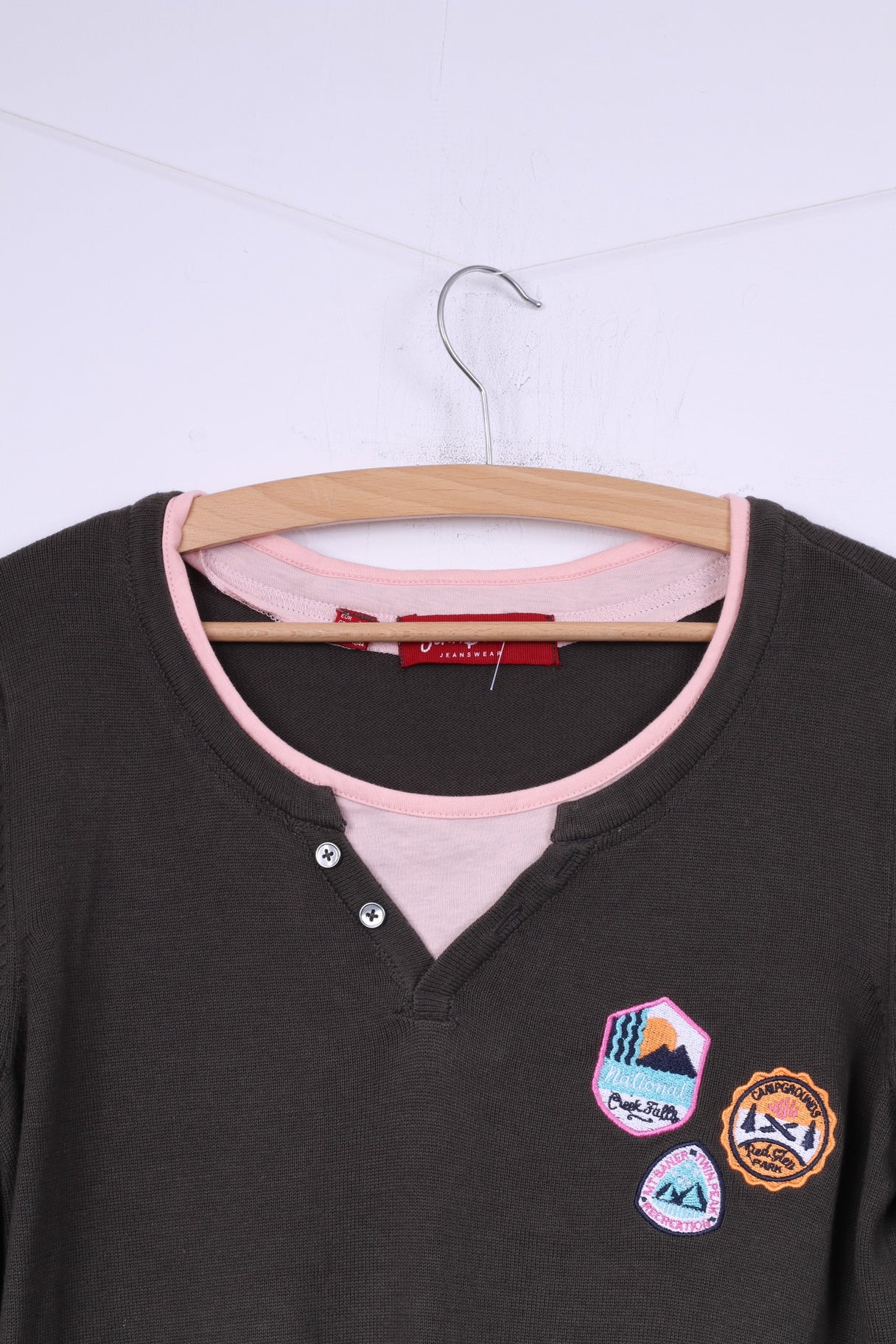 John Baner Jeanswear Pull 36/38 S pour femme Vert foncé en coton clair 