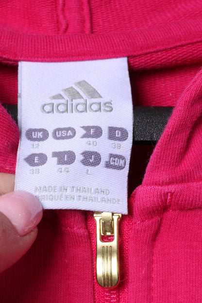 Adidas Womens 12 S/M Sweatshirt Amaranth Zip Up Hoodie Trainig Running Work Out Top