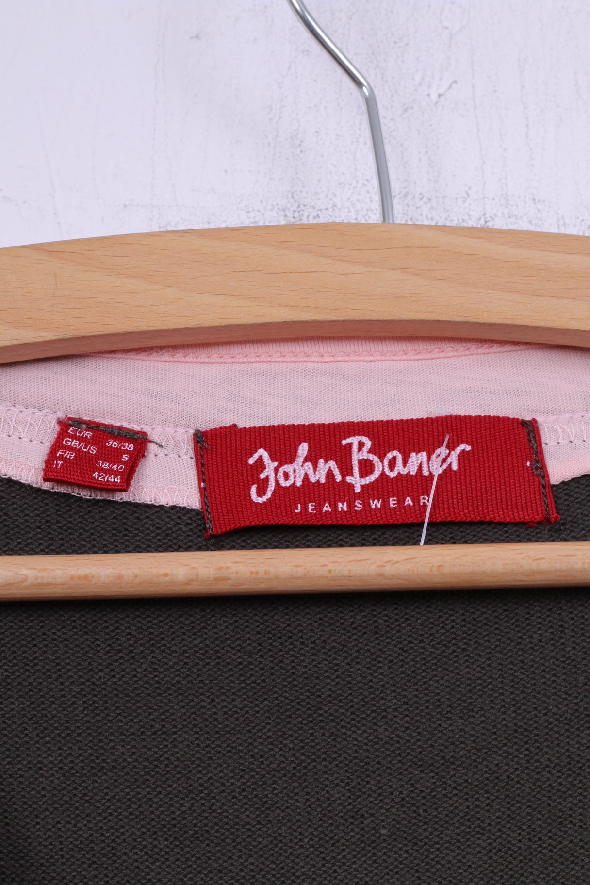 John Baner Jeanswear Pull 36/38 S pour femme Vert foncé en coton clair 