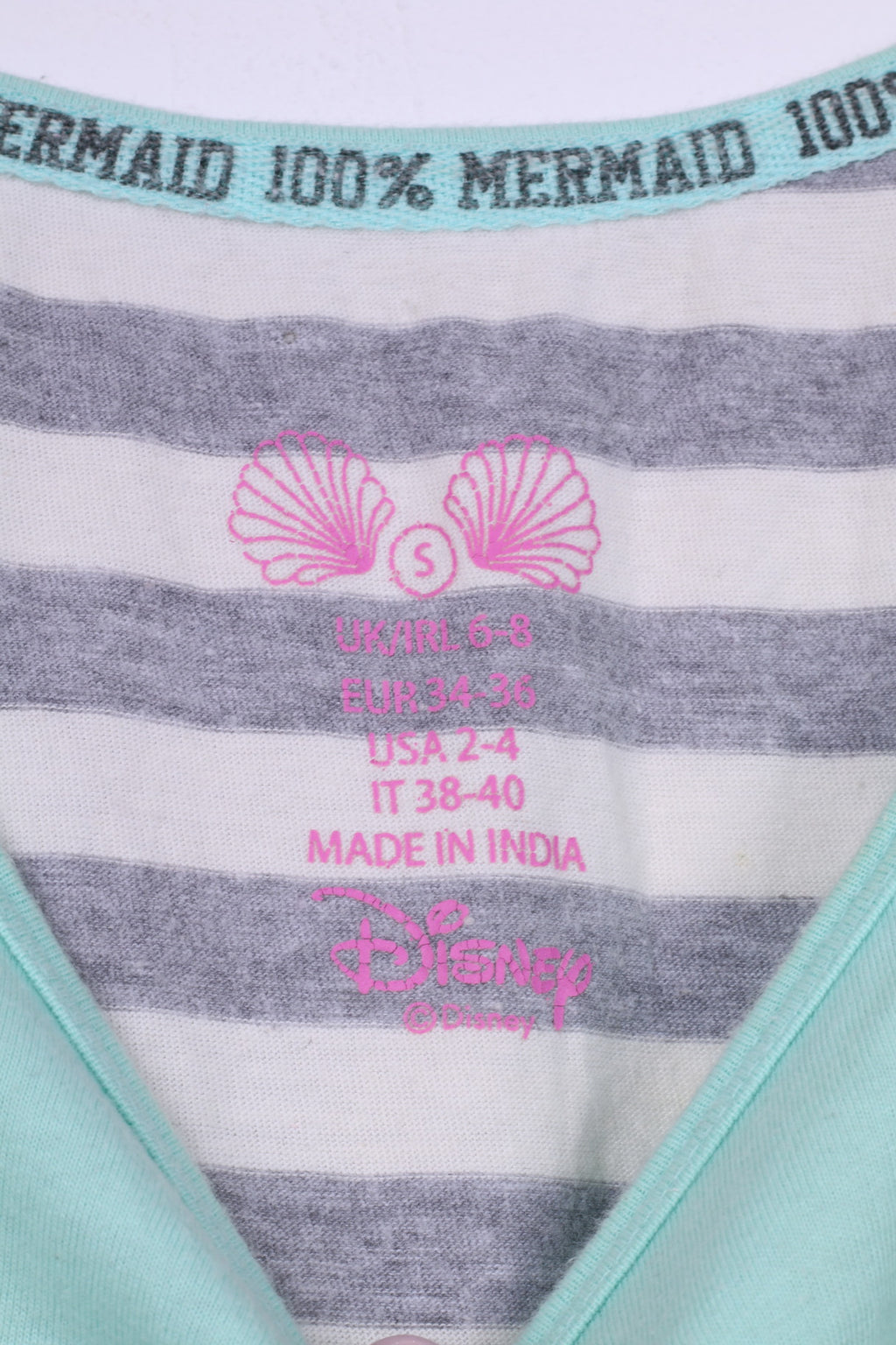 Primark Débardeur Femme 6/8 S Disney Mermaid Hair Dont Care Coton Vert Clair 