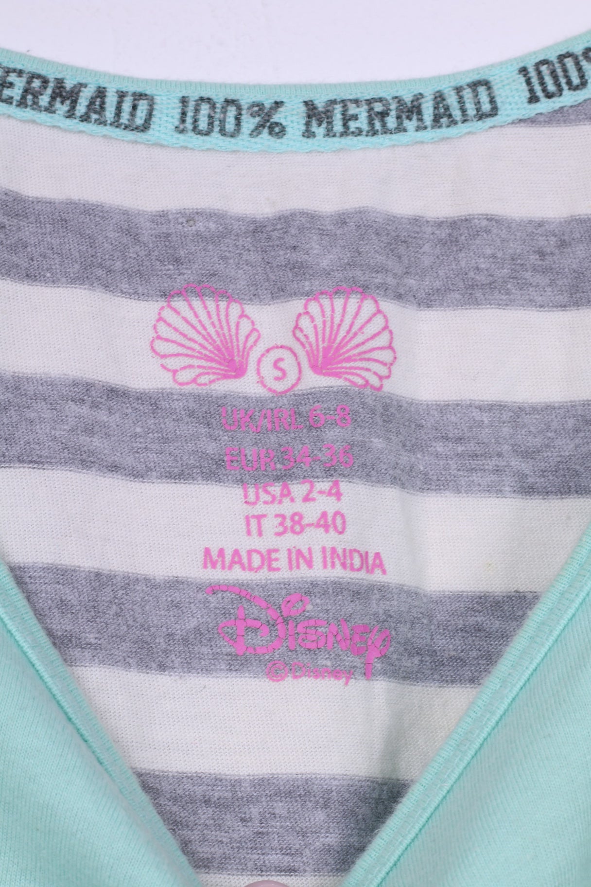 Primark Débardeur Femme 6/8 S Disney Mermaid Hair Dont Care Coton Vert Clair 