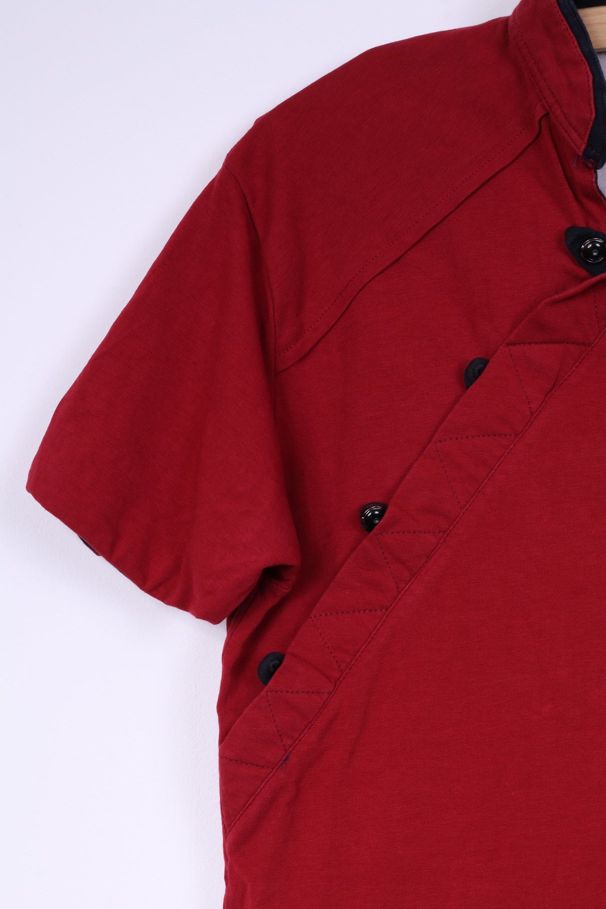 Camicia Baros da uomo XL rossa con colletto rialzato in cotone 