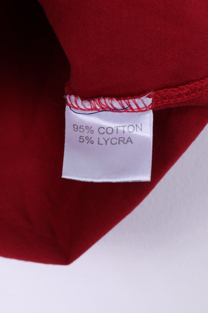 Baros Chemise XL pour homme Rouge Col montant Haut en coton 