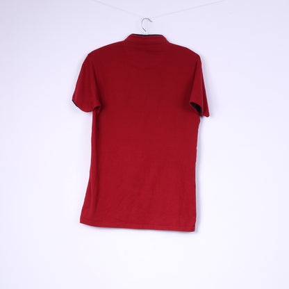 Baros Mens XL Shirt Red Stand Up Collar Cotton Top