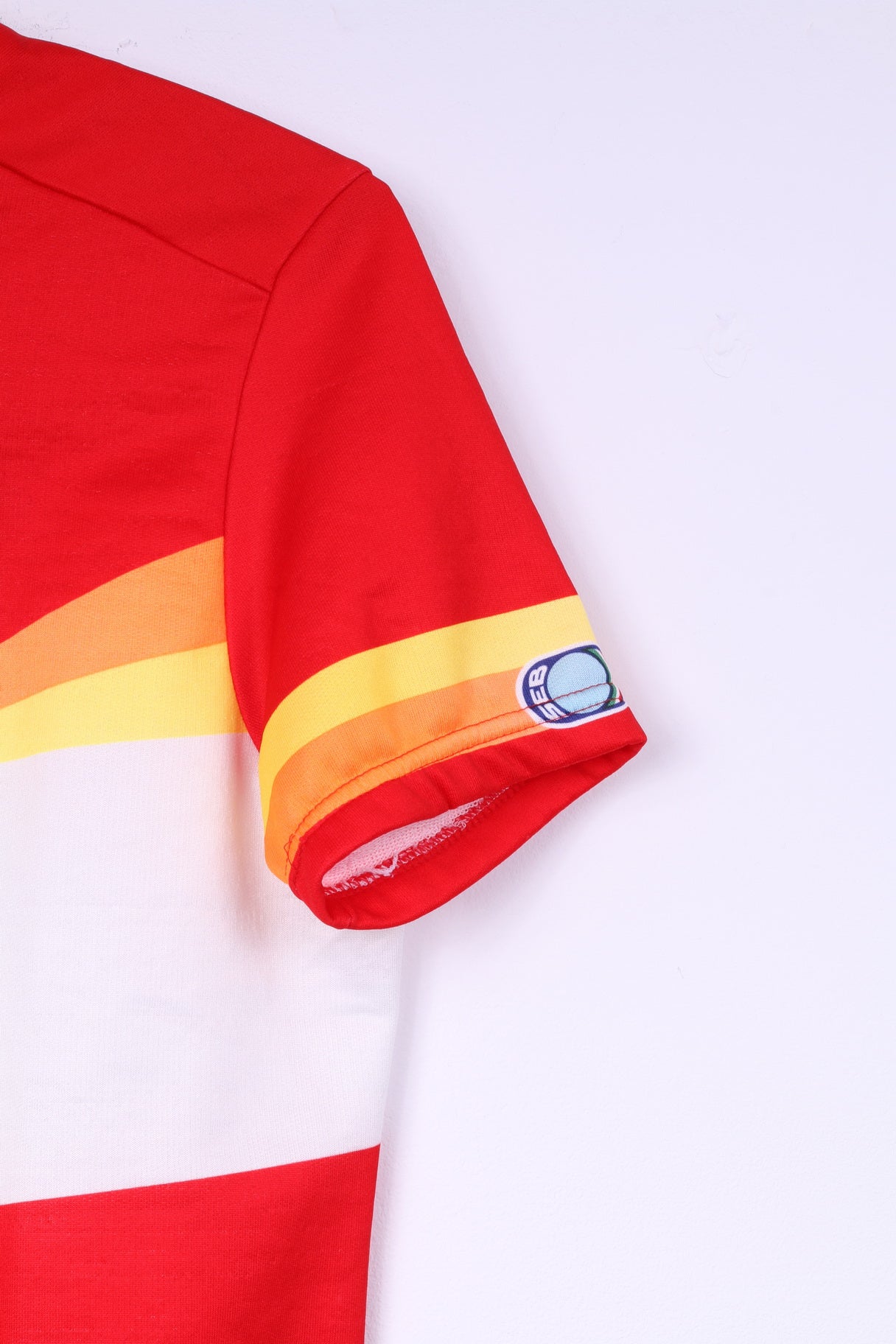 Maglia da ciclismo Seb da uomo XL Maglietta sportiva con collo a zip a righe rosse Italia 
