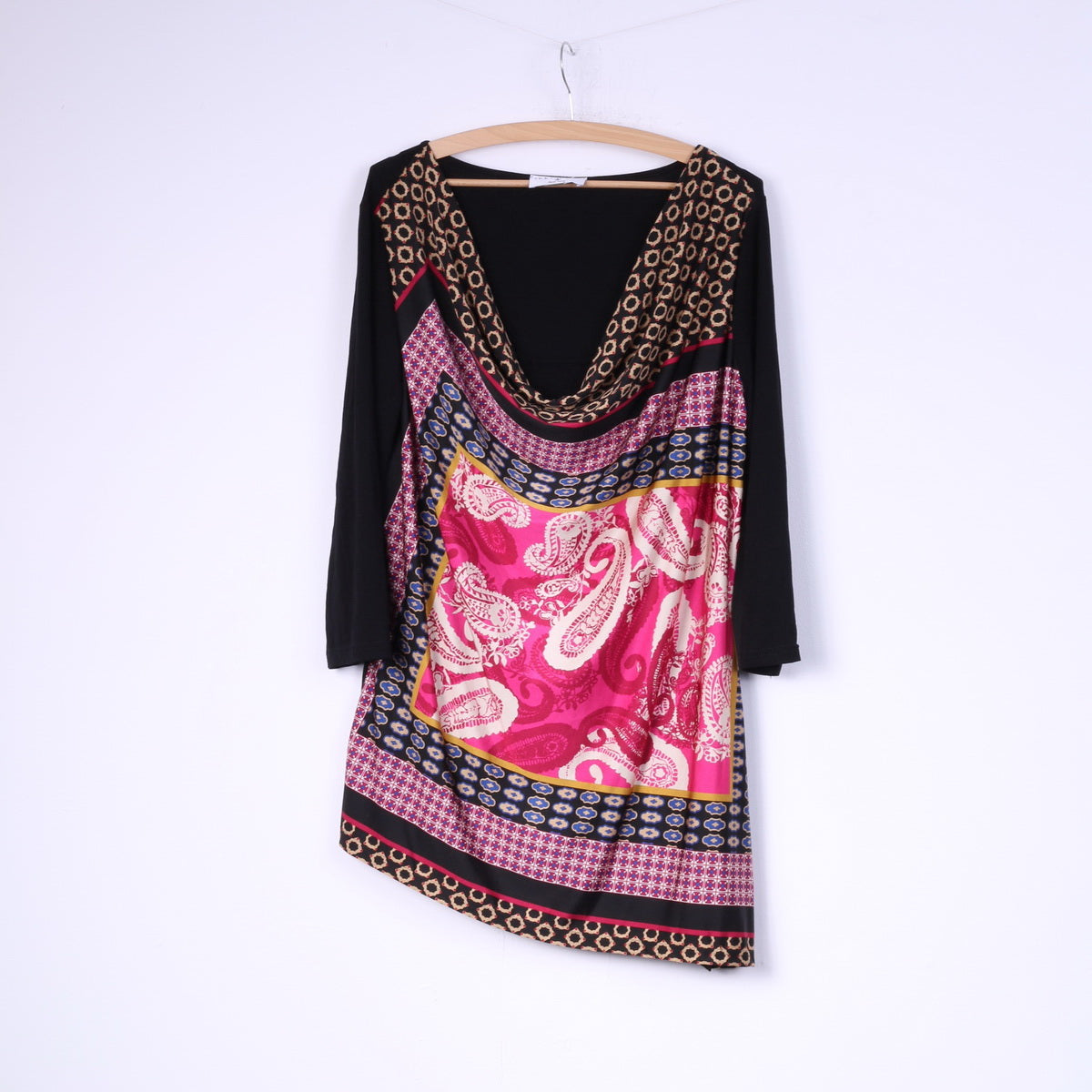 Rick Cardona Donna 20 48 XL Camicetta Tunica nera con stampa astratta Top casual 