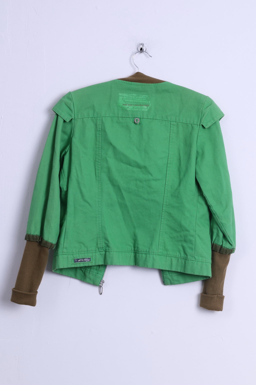 Giacca Oakley da donna XS in cotone verde con cerniera, leggero top primaverile