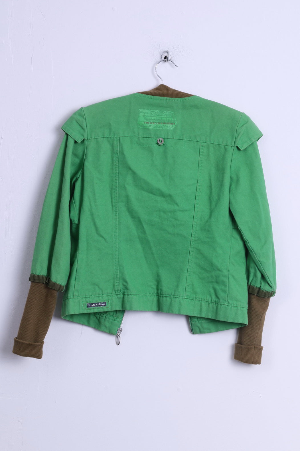 Giacca Oakley da donna XS in cotone verde con cerniera, leggero top primaverile